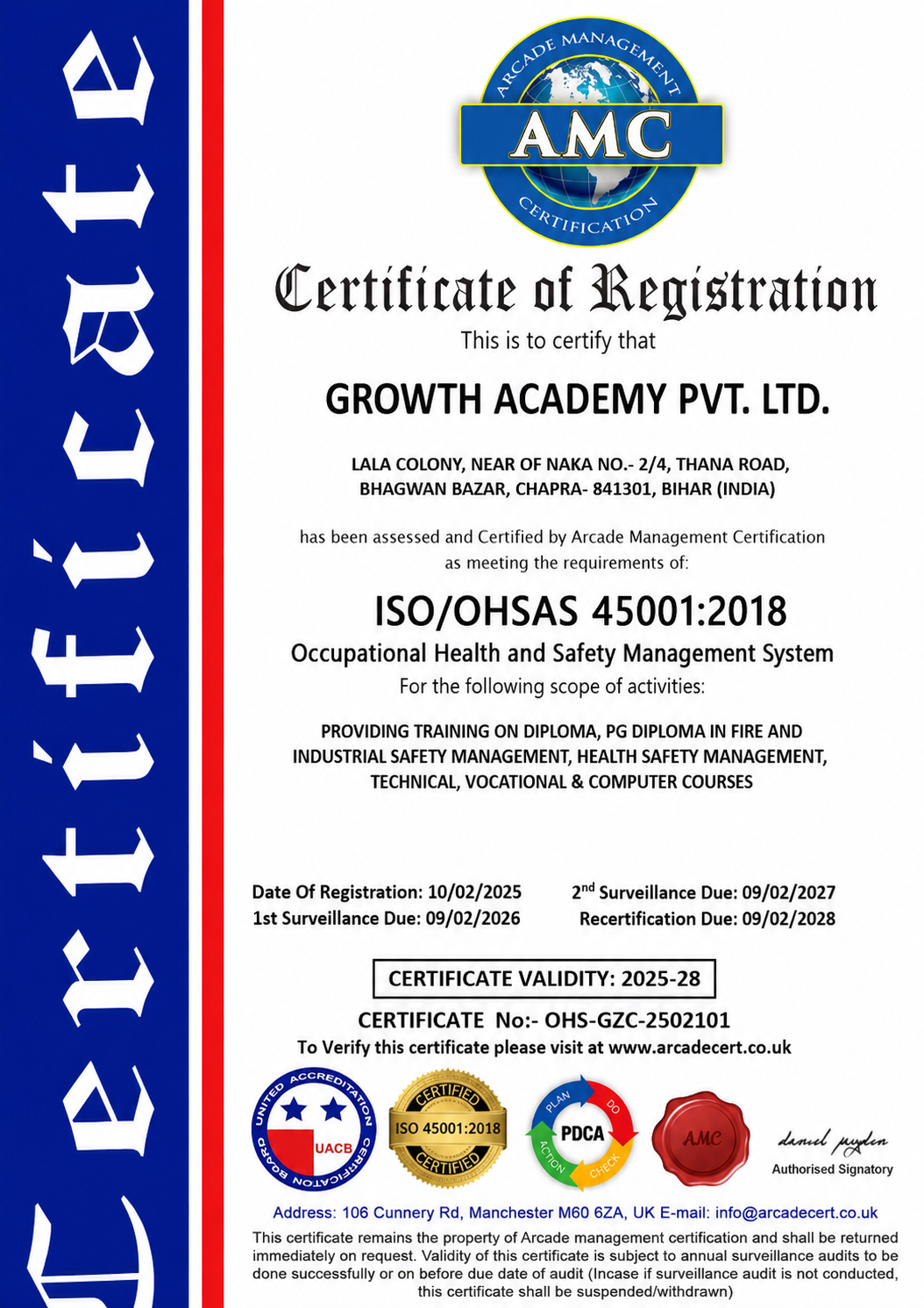 OHSAS 18001 Certificate